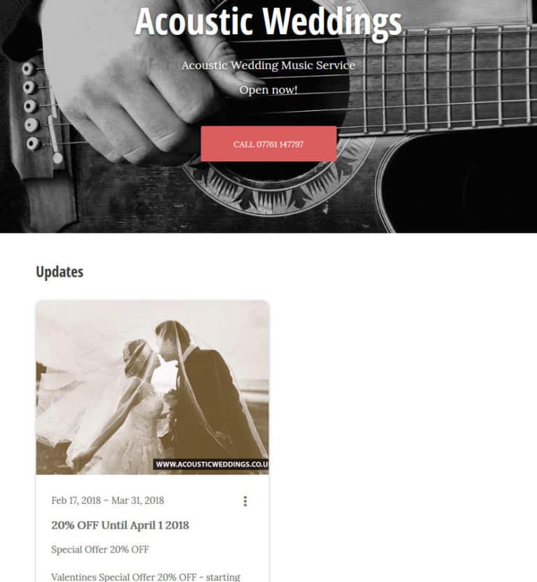 Acoustic Weddings google my business