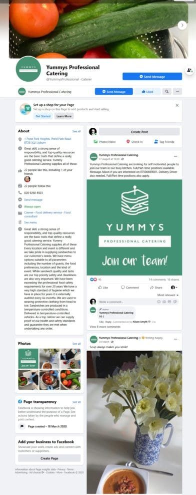 Yummy's Facebook page
