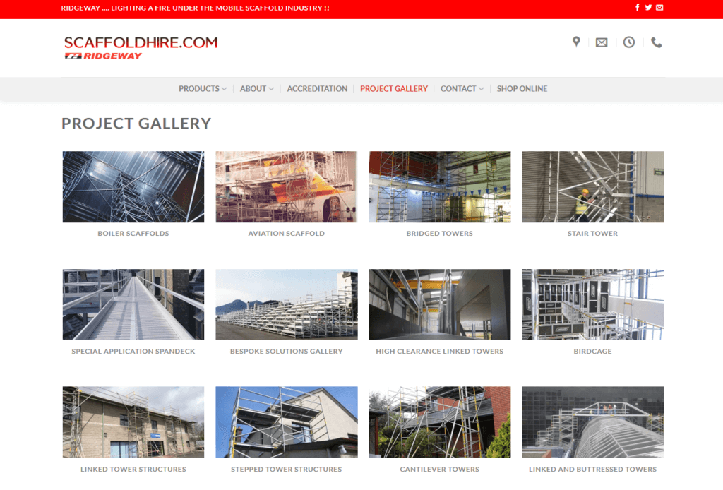 product gallery on scaffoldhire.com