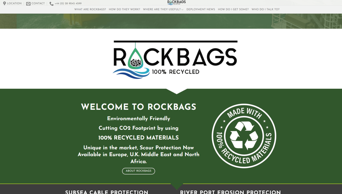Screenshot of Rockbags website