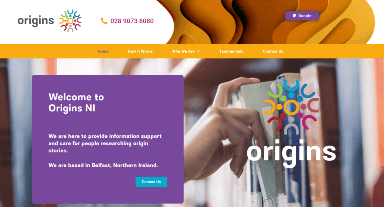 Screenshot of Originsni.co.uk